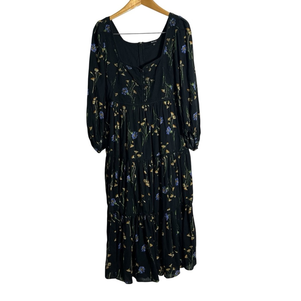 MADEWELL Xiomara Floral Print Long Sleeve Cotton Midi Dress N5287 - Picture 2 of 11